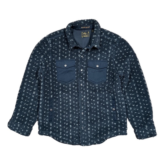 LL Bean x Todd Snyder Hi Pile Sherpa Fleece Birdseye Blue Shacket Mens Large - Picture 1 of 12